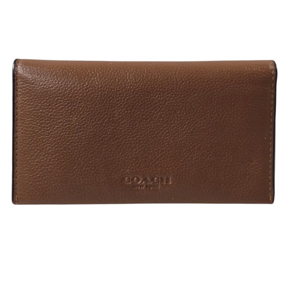 Coach New York Dark Saddle Leather Slim Wallet F63646 Small Compact Purse - Picture 1 of 11